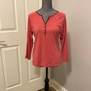 Women's Red Long Sleeve Top with Button Detail